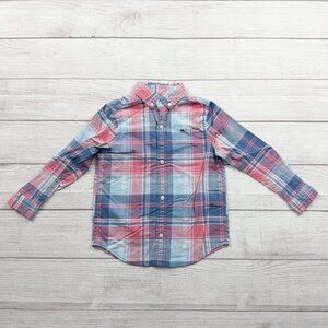 Vineyard Vines Toddler Boys Button Down Shirt Blue Pink Plaid Long Sleeve 3T